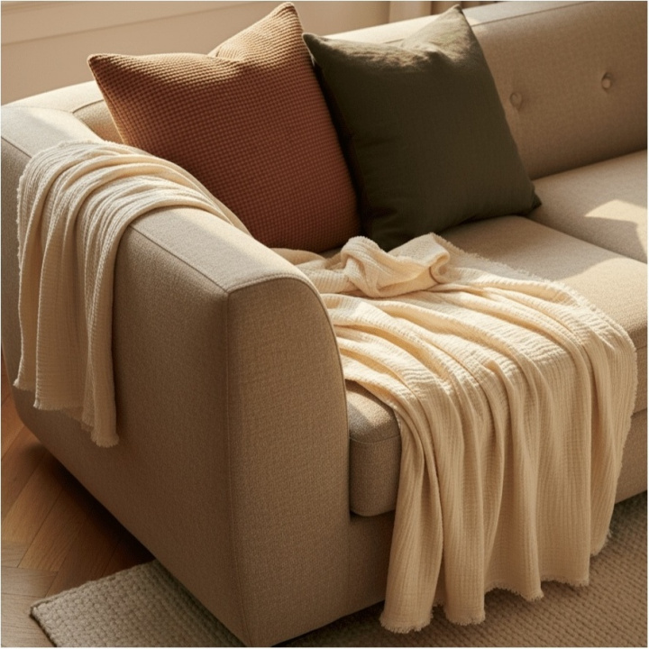 Muslinpläd \'Dorena\' 130x170cm - Vit i gruppen Inredning / Textilier / Plädar & filtar hos Reforma (V10201739)