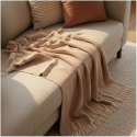 Bomullspläd \'Denisa Fishbone\' 130x170cm - Brun/vit