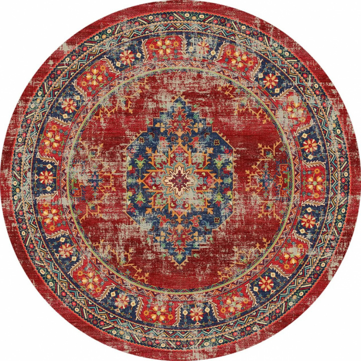 Rund matta \'Soussi\' 120cm - Röd/Multi i gruppen Inredning / Mattor / Vävda Mattor hos Reforma (X10116418)