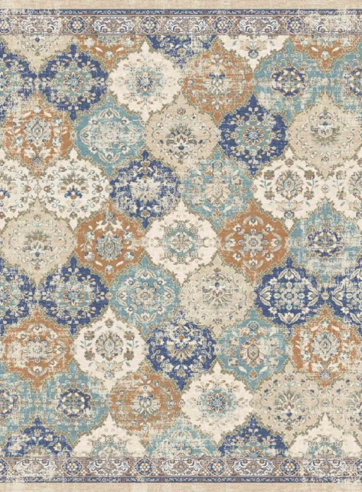 Wiltonmatta \'Bohemia\' 80x150cm - Blå/Multi i gruppen Inredning / Mattor / Vävda Mattor hos Reforma (X10116468)