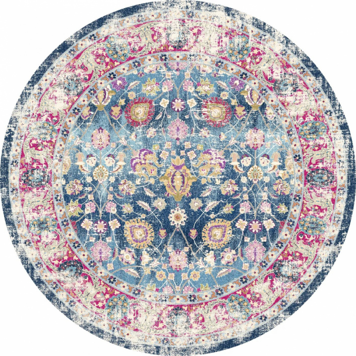 Rund matta \'Bouhjar\' 160cm - Blå/Rosa/Multi i gruppen Inredning / Mattor / Vävda Mattor hos Reforma (X10116937)
