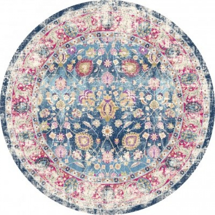 Rund Matta \'Bouhjar\' 250cm - Blå/Rosa/Multi i gruppen Inredning / Mattor / Vävda Mattor hos Reforma (X10116939)