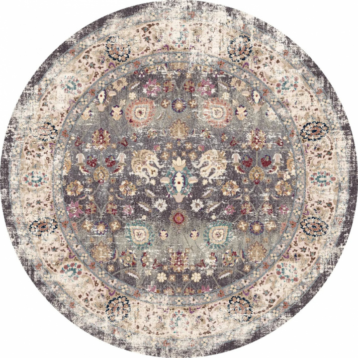 Rund matta \'Bouhjar\' 120cm - Grå/Multi i gruppen Inredning / Mattor / Vävda Mattor hos Reforma (X10117507)