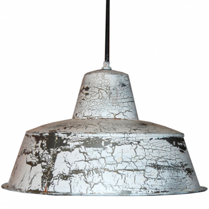 Fabrikslampa vintage - Patina vit