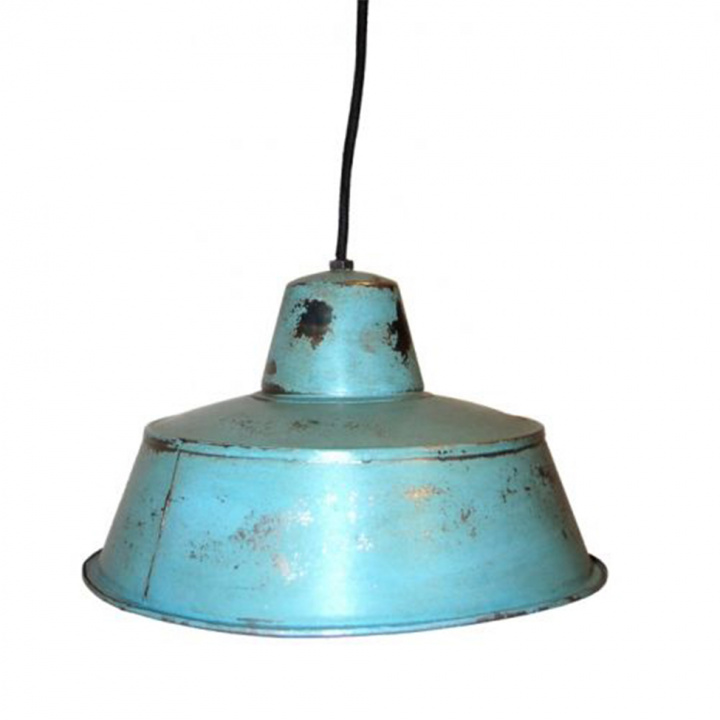 Fabrikslampa vintage - Patina turkos